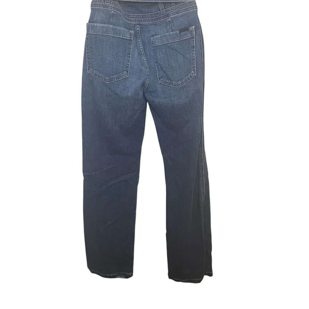 Joe's Jeans High Rise Belted Wide Leg Flare Jeans Size 27 Medium Wash